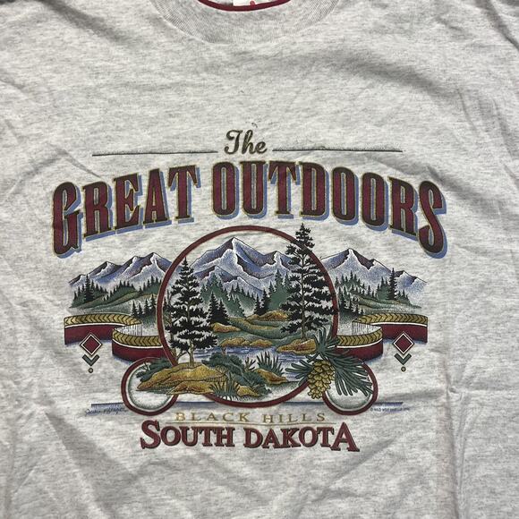 Vintage 90s Black Hills South Dakota Grey/Red T-Shirt - Picture 2 of 4